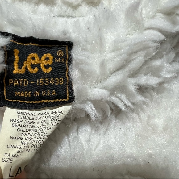 VINTAGE Lee Jacket Mens L Dark Acid Wash Sherpa Lined Trucker Denim Made In USA - Picture 6 of 8
